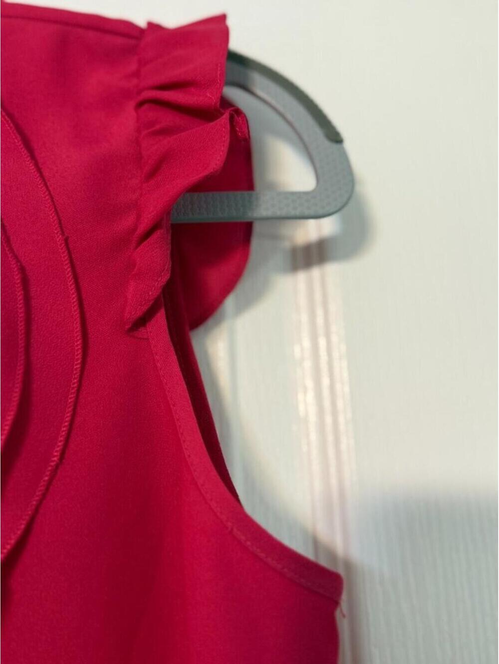 Alex Marie Hot Pink Sleeveless Ruffle Front Blouse Size Small - Picture 4 of 6